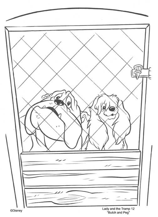 coloriage les chiens dans la fourriere